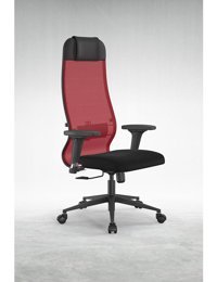 Ergolife Sit10-B1-111D Başlıklı Kolçaklı Dönerli Kırmızı-Siyah Çalışma Sandalyesi