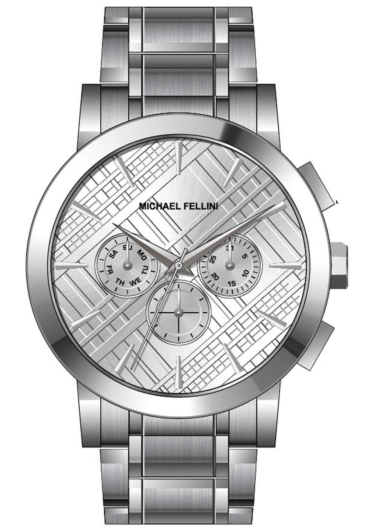 Michael Fellini 2380-1 Takvimli 44 mm Metal Kordon Analog Erkek Kol Saati