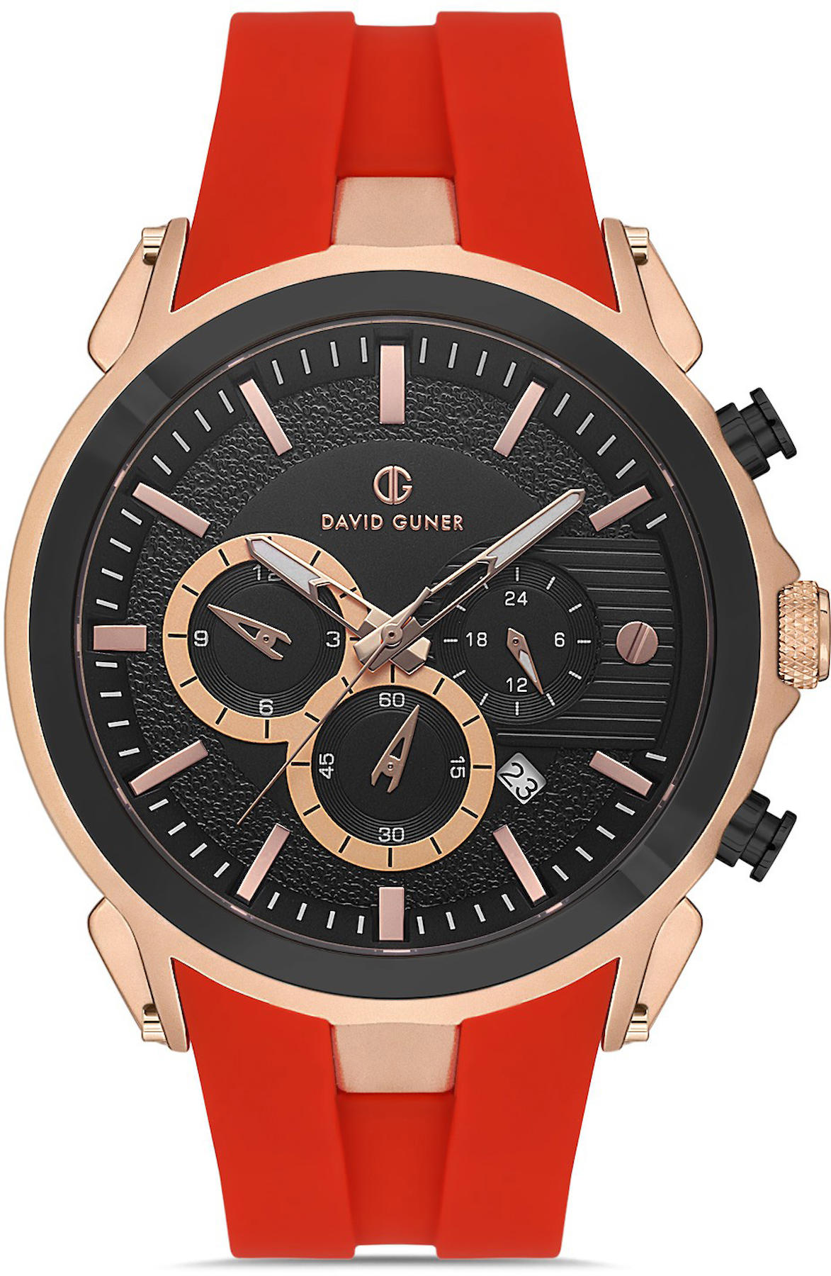 David Guner DG-8655GD-R2R Takvimli 42 mm Kırmızı Metal Kordon Analog Kol Saati