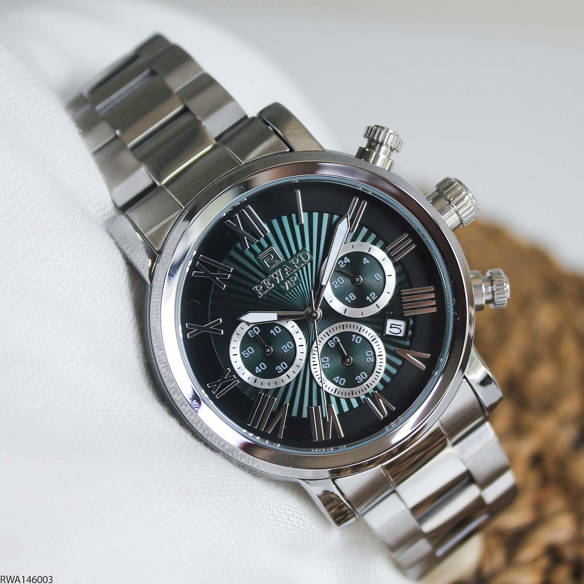 Reward RWA146003 Takvimli 43 mm Çelik Kordon Analog Erkek Kol Saati