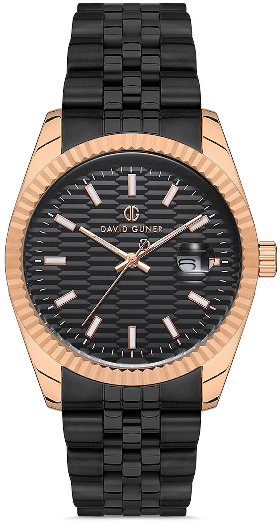 David Guner DG-8382GA-R2 Takvimli 42 mm Siyah Metal Kordon Analog Kol Saati