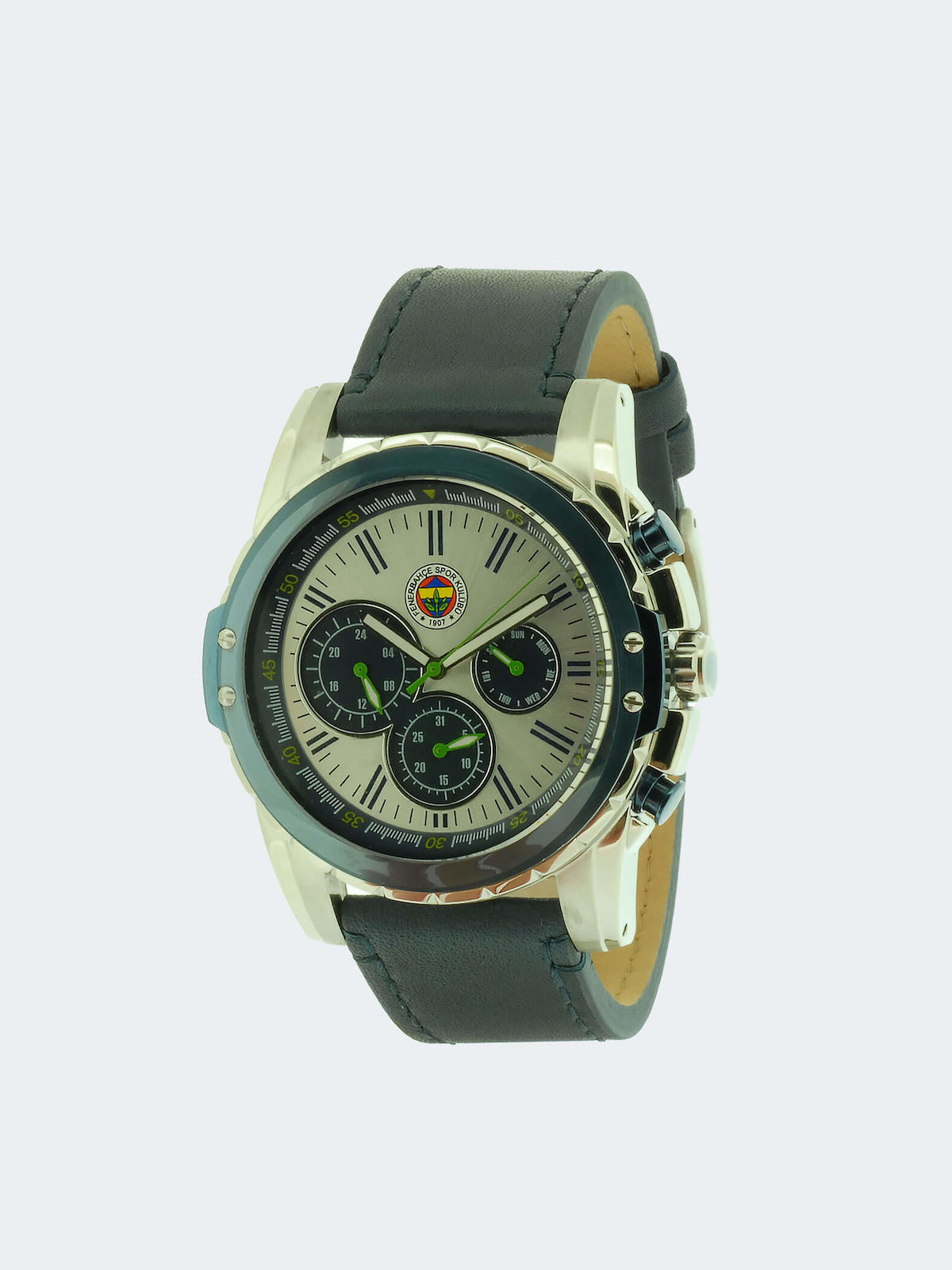 Fenerbahçe F00920A-02 Takvimli 50 mm Antrasit Deri Kordon Analog Kol Saati