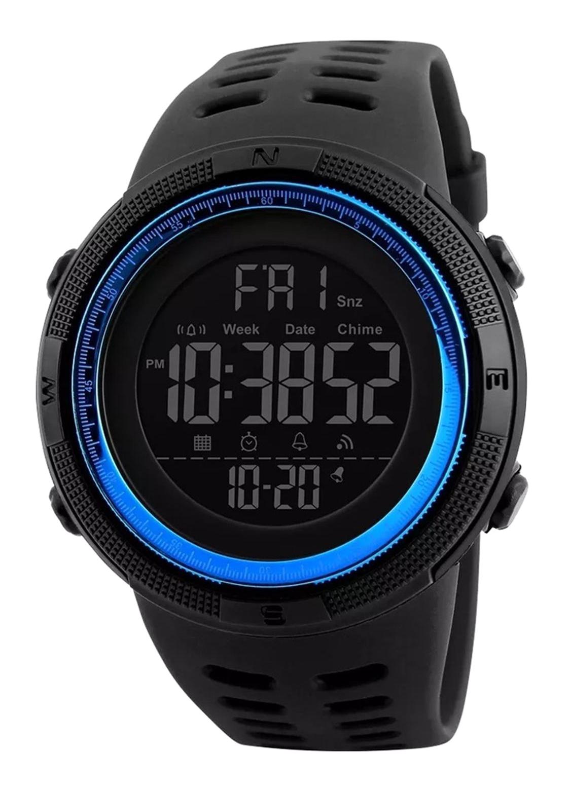 Skmei 1251M Pusulalı Takvimli 45 mm Siyah Silikon Kordon Dijital Kol Saati