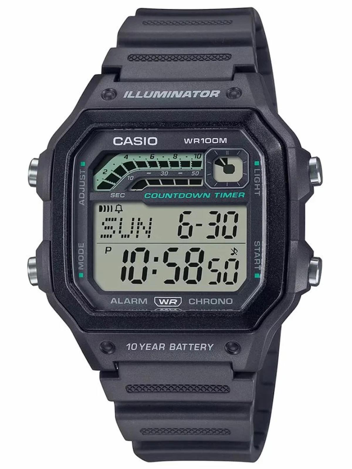 Casio WS-1600H-8AVDF Takvimli 42 mm Siyah Plastik Kordon Dijital Erkek Kol Saati