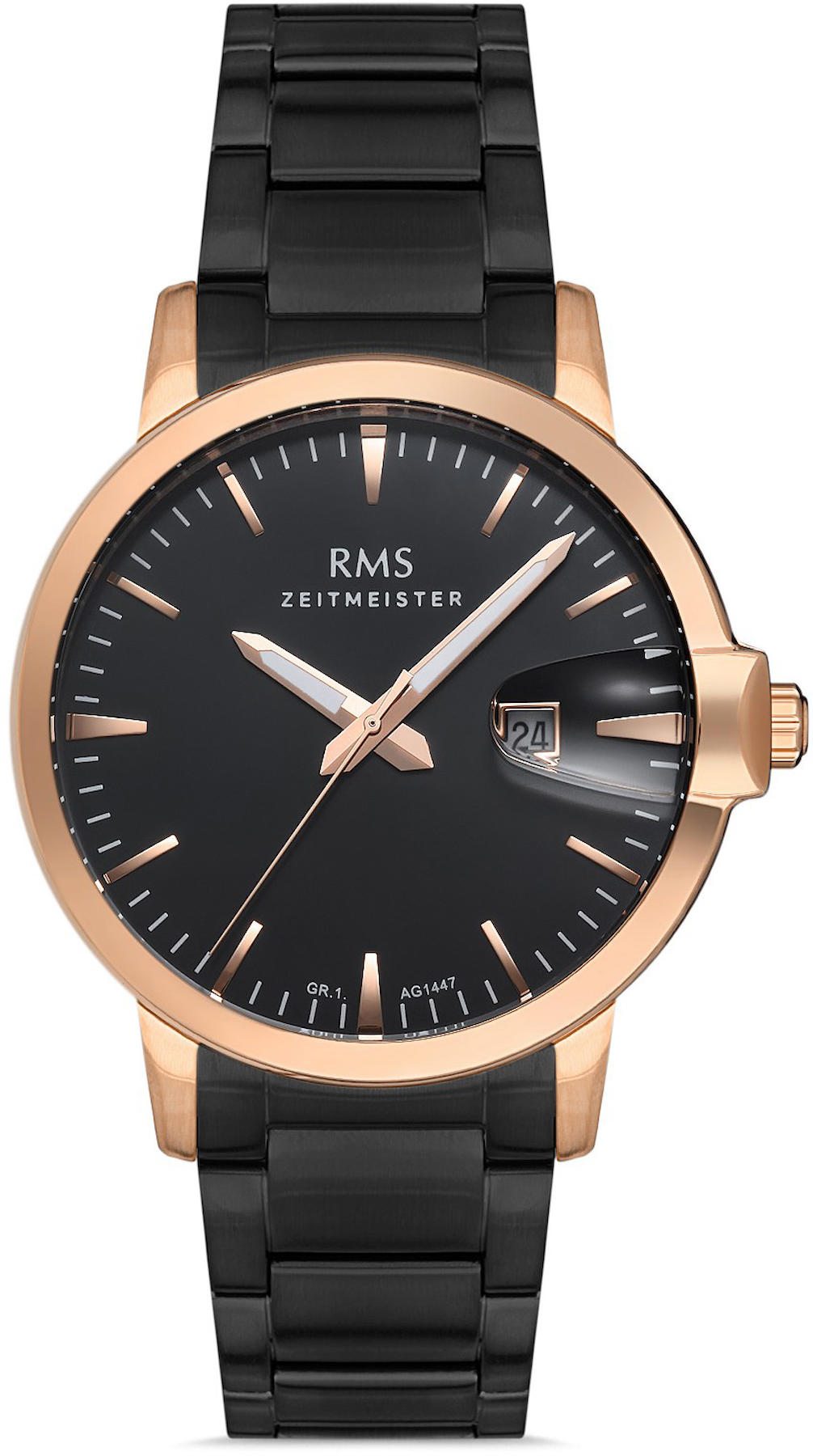Romanson GR.1.AG1446.04 Takvimli 42 mm Siyah Çelik Kordon Analog Kol Saati