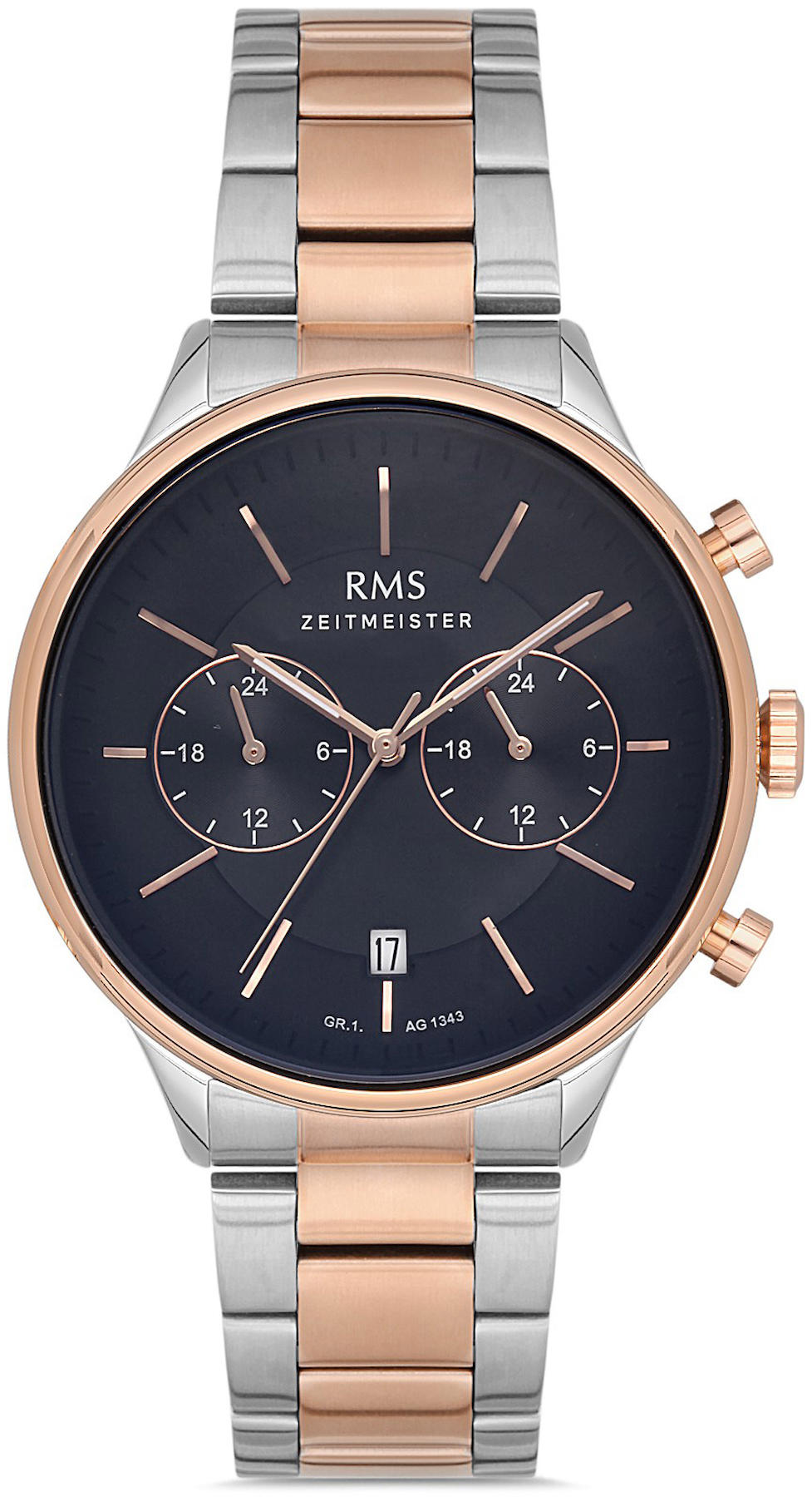 Romanson GR.1.AG1343.08 Takvimli 42 mm Gri-Rose Gold Çelik Kordon Analog Kol Saati
