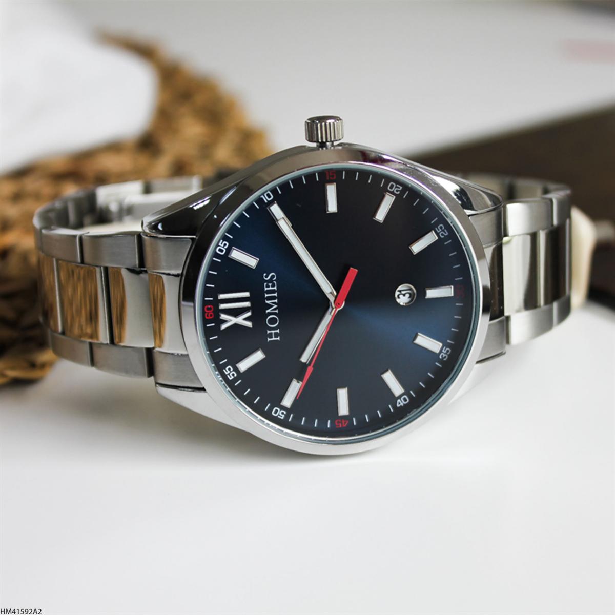 Homies HM41592A2 Pusulalı Takvimli 45 mm Metal Kordon Analog Erkek Kol Saati