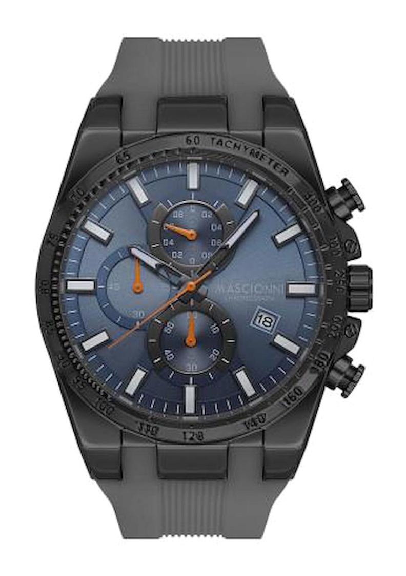 Mascionni M.1.1273S.4 Takvimli 46 mm Gri Silikon Kordon Analog Erkek Kol Saati