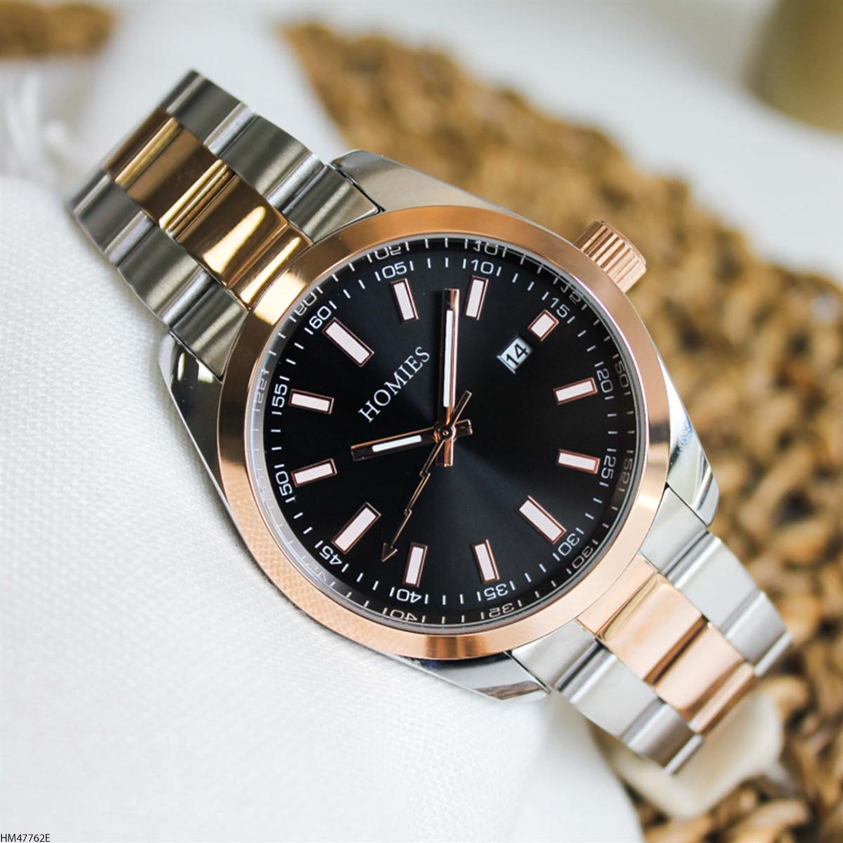 Homies HM47762E Pusulalı Takvimli 44 mm Gri-Rose Gold Metal Kordon Analog Erkek Kol Saati