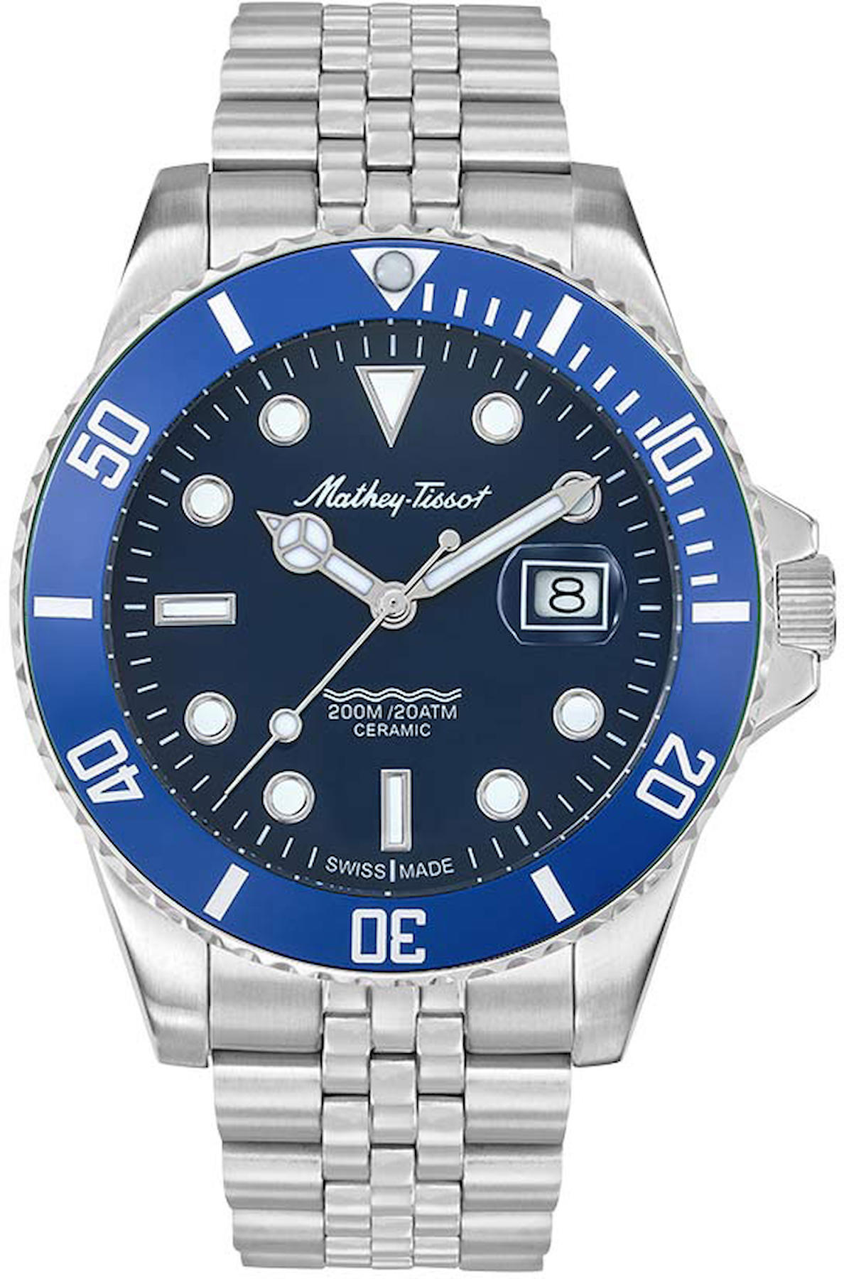 Mathey-Tissot H901CRABU Takvimli 42 mm Çelik Kordon Analog Kol Saati