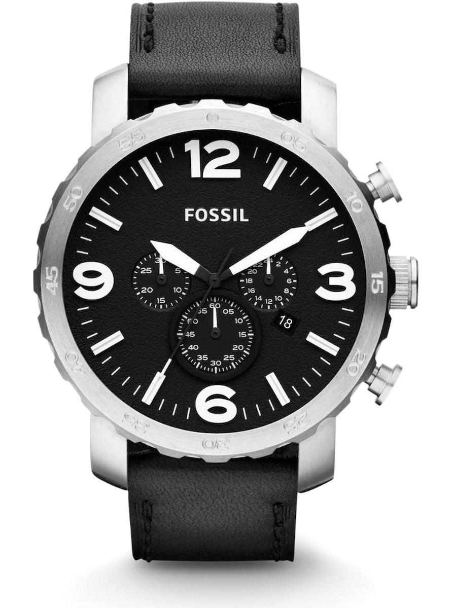 Fossil FJR1436 Takvimli 50 mm Siyah Deri Kordon Analog Erkek Kol Saati