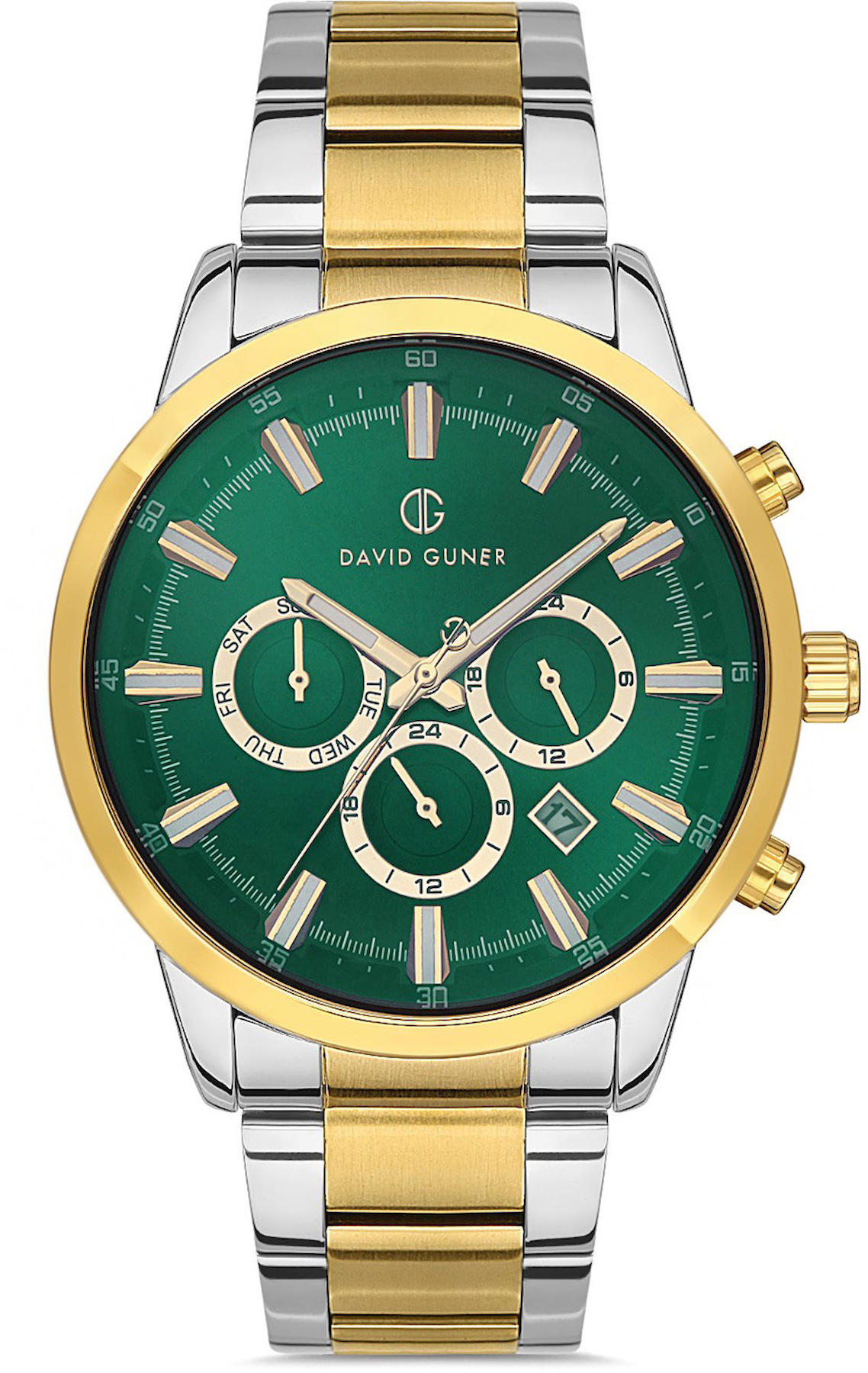 David Guner DG-8392GA-D10 Takvimli 42 mm Altın-Çelik Kordon Analog Kol Saati