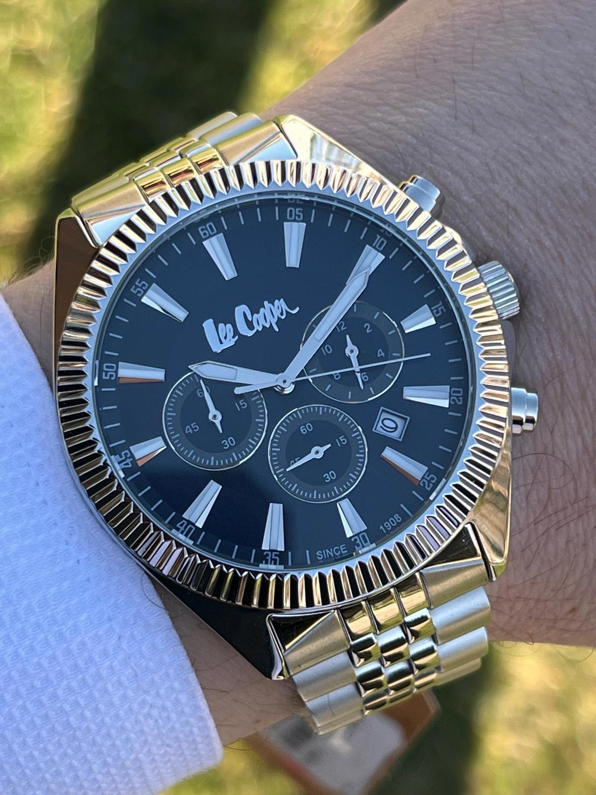 Lee Cooper LC.07838.390 Takvimli 46 mm Altın-Çelik Kordon Analog Erkek Kol Saati