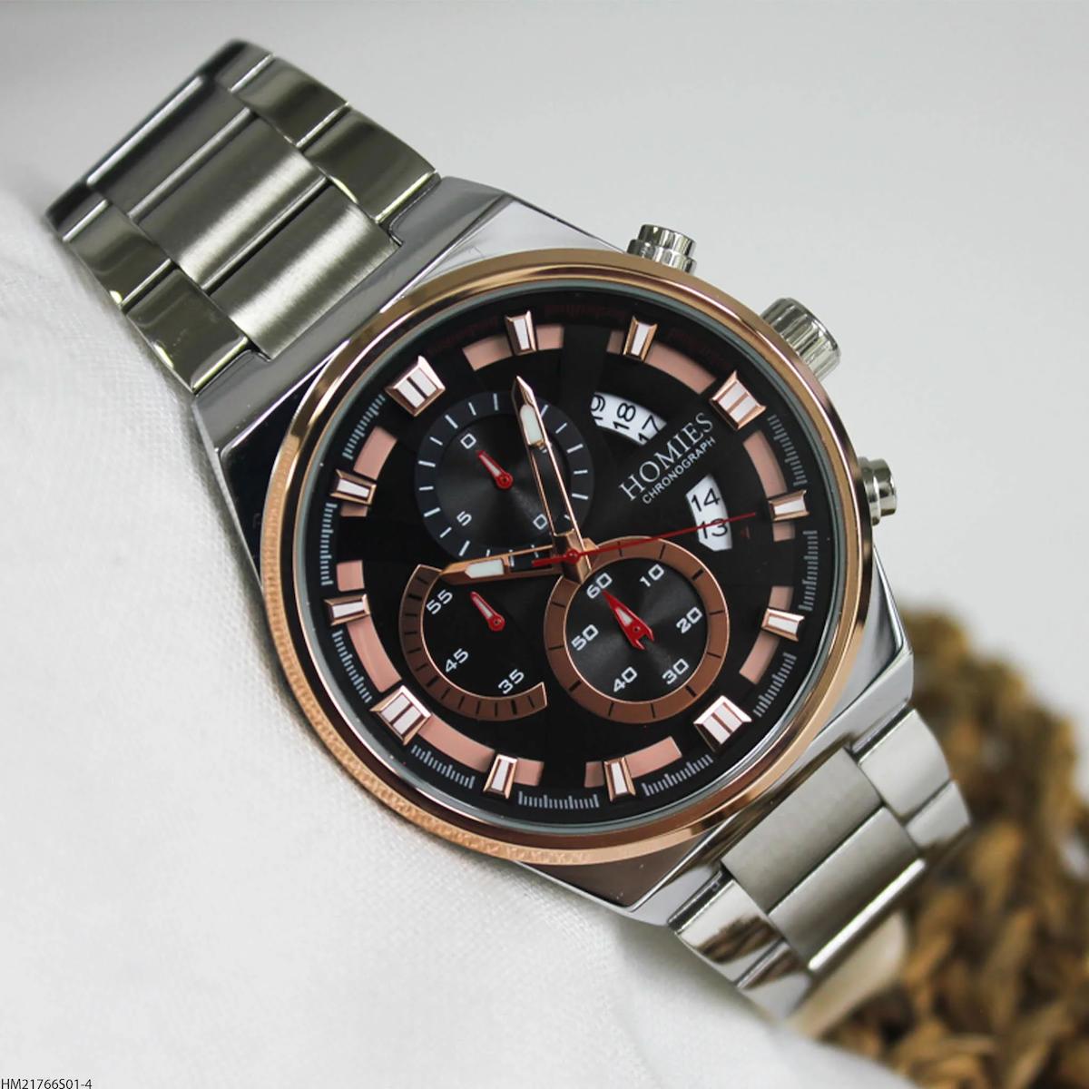 Homies HM21766S01-4 Pusulalı Takvimli 45 mm Çelik Kordon Analog Erkek Kol Saati