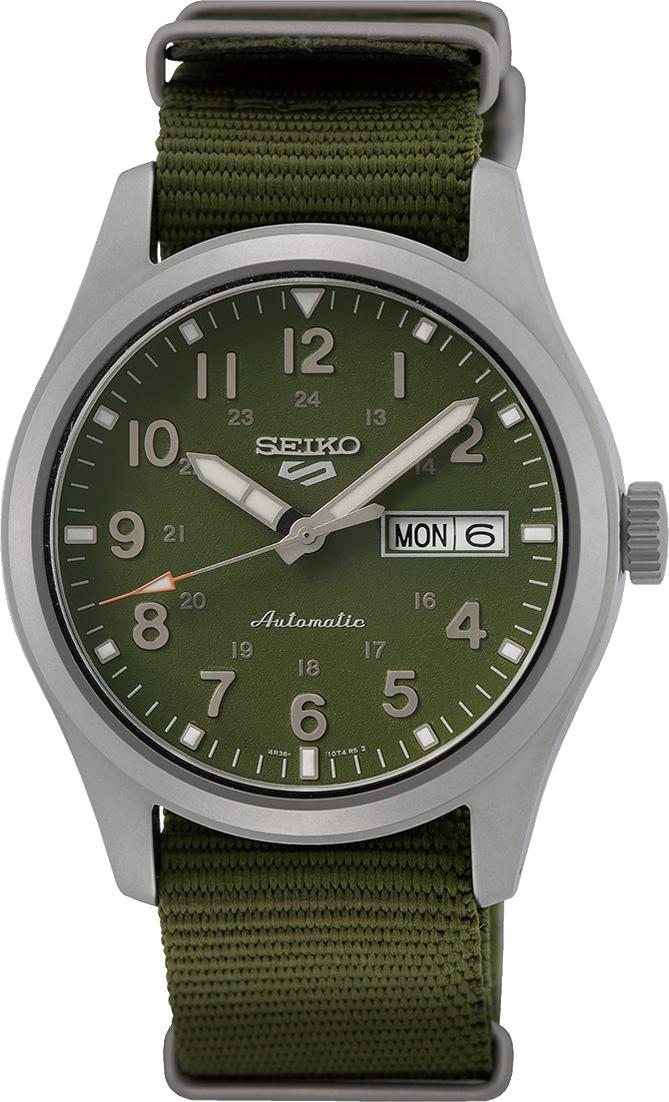 Seiko SRPG33K Takvimli 39 mm Yeşil Kanvas Kordon Analog Erkek Kol Saati