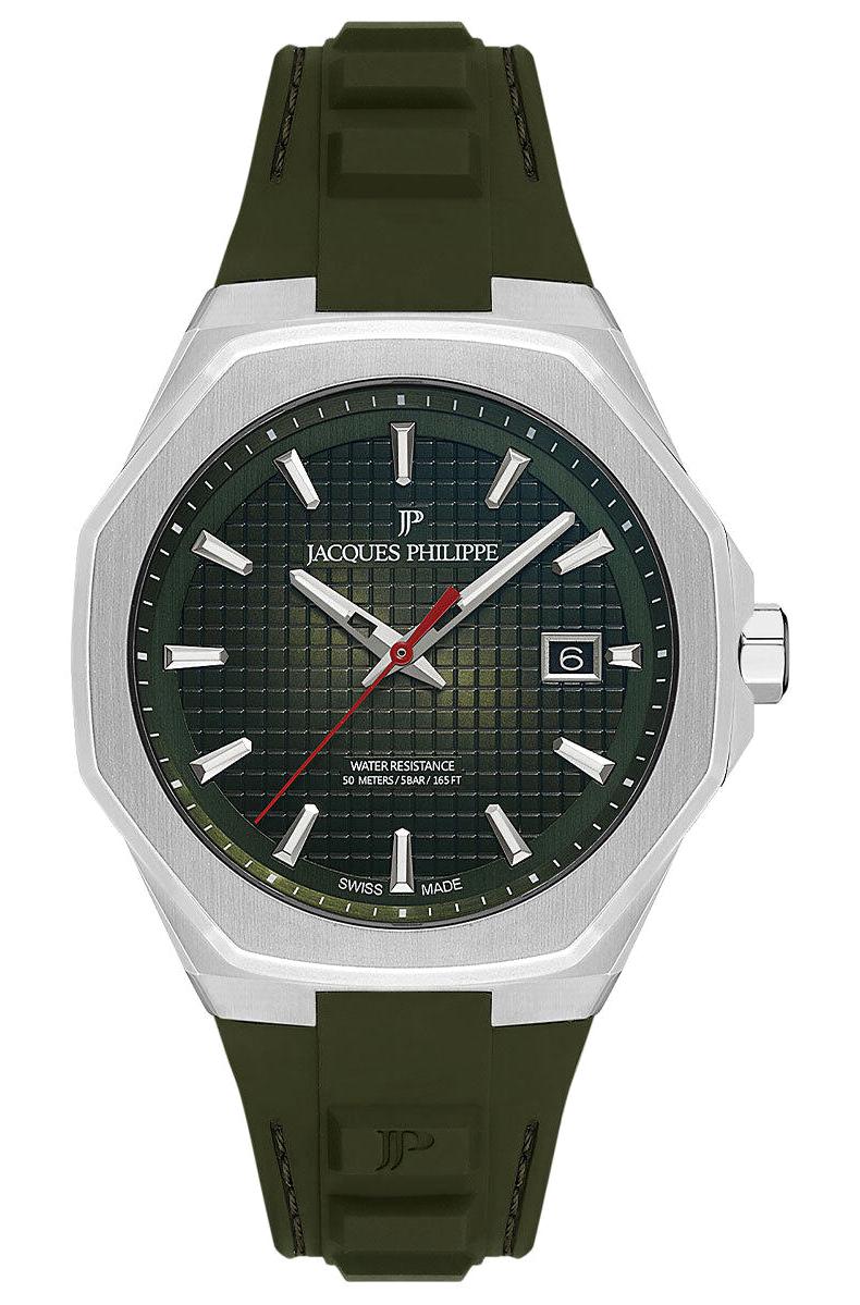 Jacques Philippe JPQGS3814XX Takvimli 42 mm Yeşil Plastik Kordon Analog Erkek Kol Saati