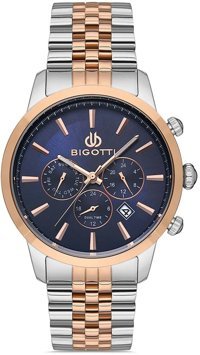 Bigotti BG.1.10318.5 Takvimli 42 mm Gri-Rose Gold Çelik Kordon Analog Kol Saati