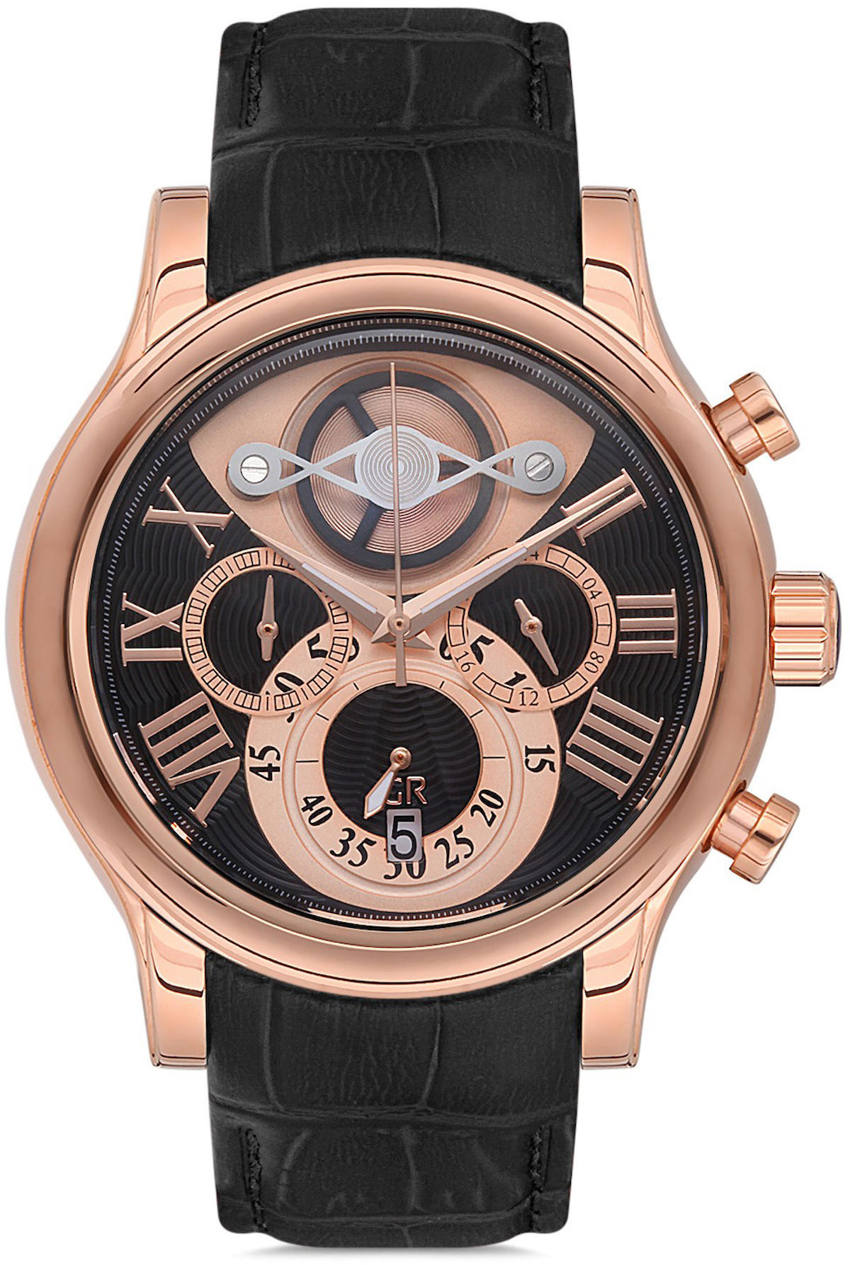 Romanson GR.1.AG1148.02 Takvimli 46 mm Siyah Deri Kordon Analog Kol Saati