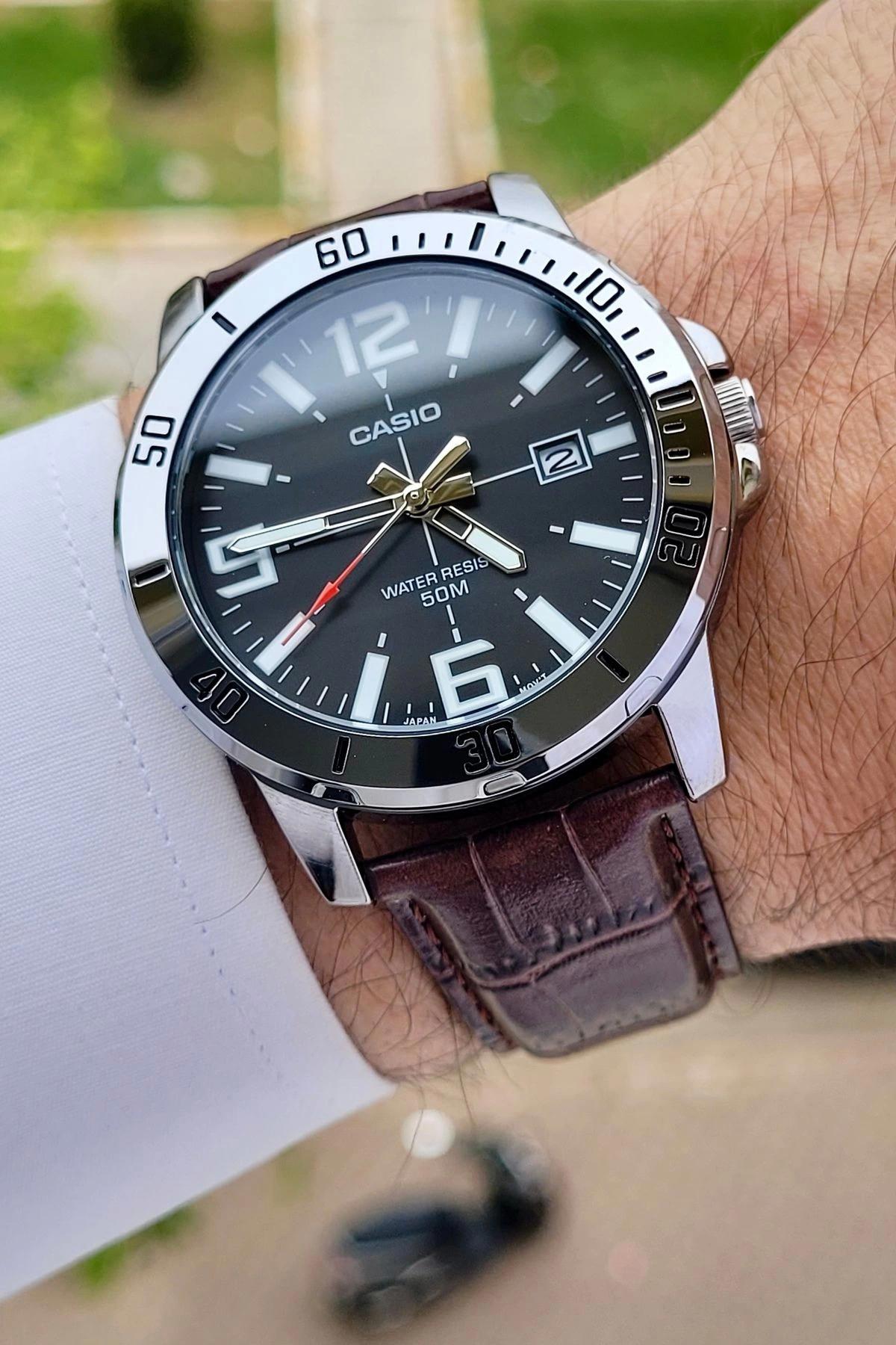 Casio CSISTE10 Takvimli 45 mm Kahverengi Deri Kordon Analog Erkek Kol Saati