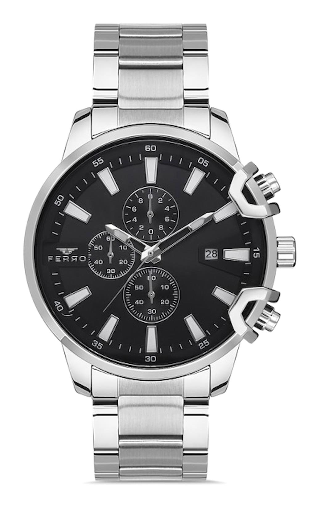 Ferro FM40098A-A2 Takvimli 45 mm Metal Kordon Analog Erkek Kol Saati