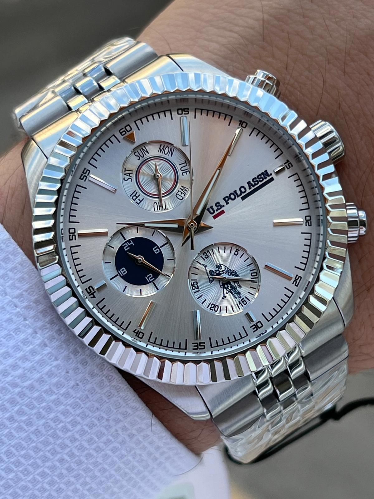 U.S. Polo Assn USPA1054-B01 Takvimli 45 mm Çelik Kordon Analog Erkek Kol Saati