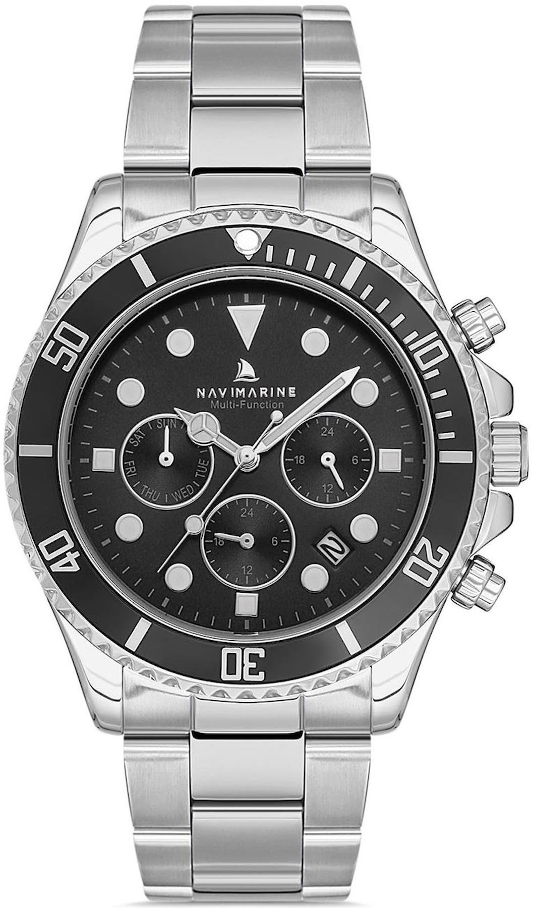 Navimarine NVM54-A2 Takvimli 44 mm Çelik Kordon Analog Kol Saati