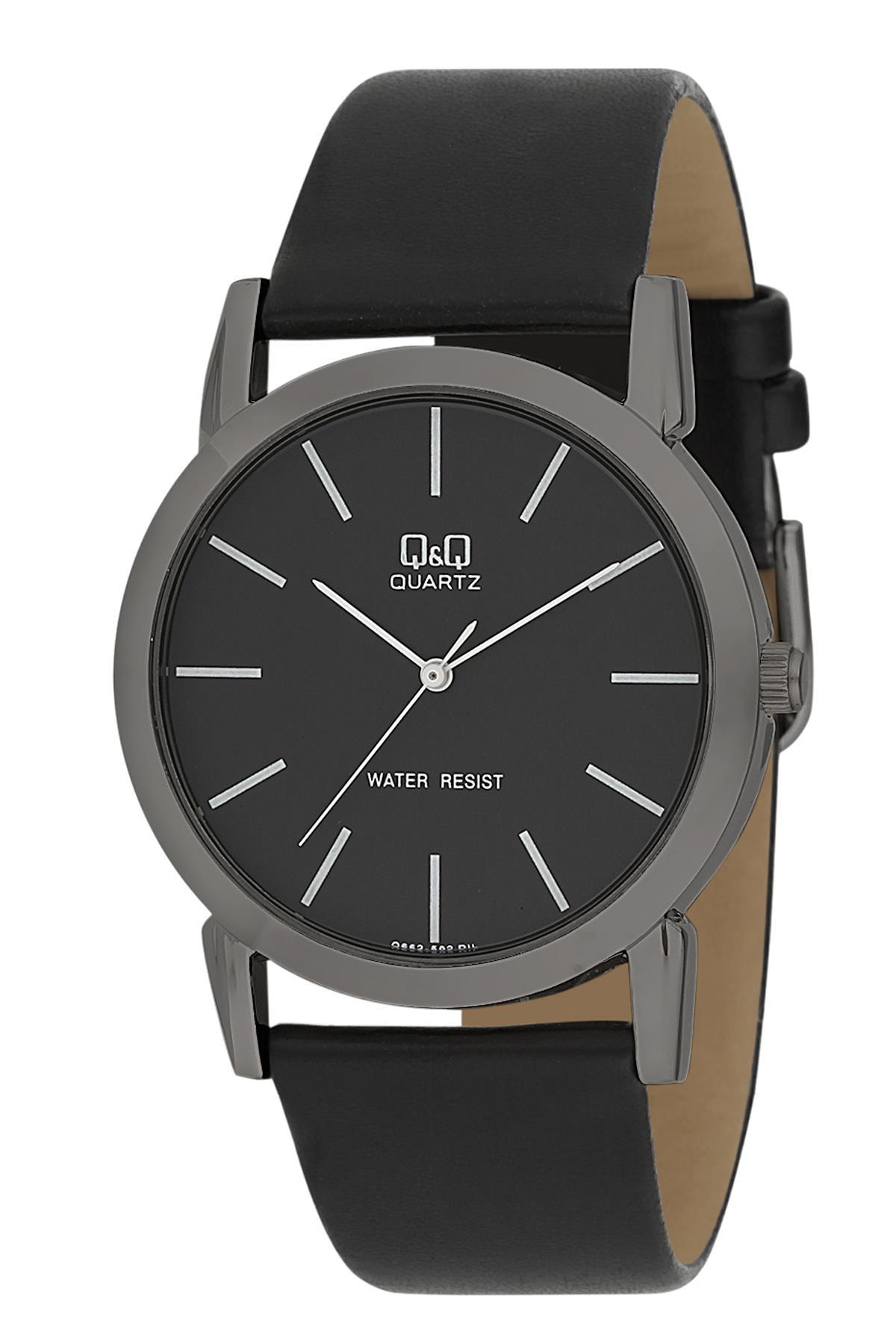 Q&Q 3A1989X 40 mm Siyah Deri Kordon Analog Erkek Kol Saati