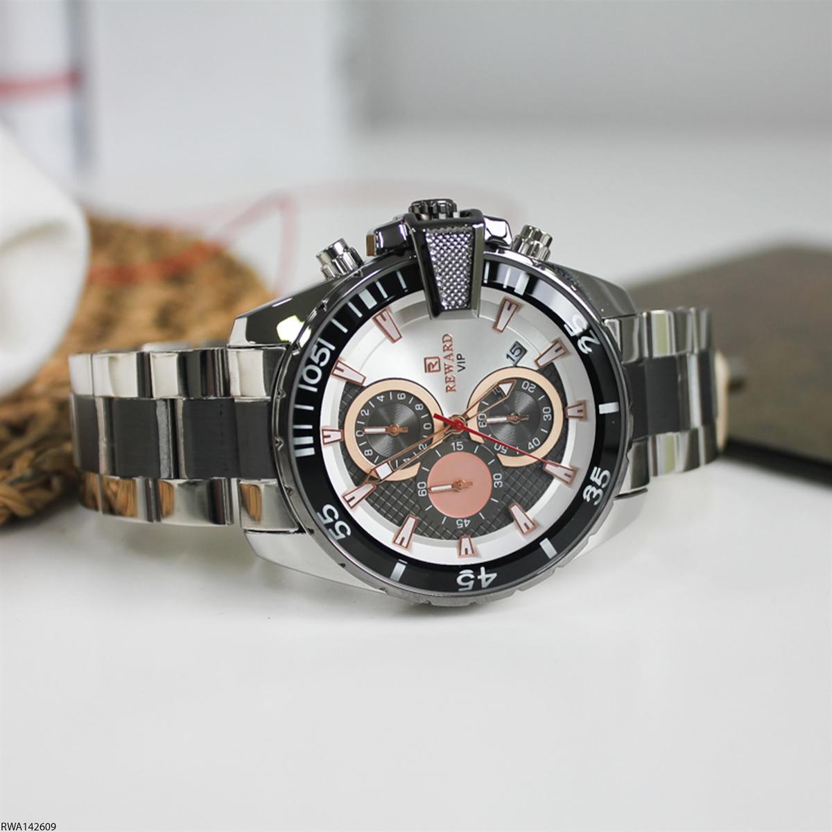 Reward RWA142609 Takvimli 45 mm Füme-Çelik Kordon Analog Erkek Kol Saati