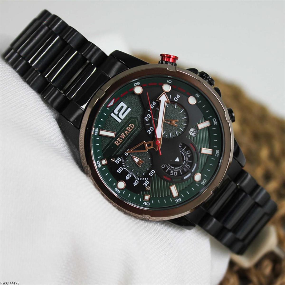 Reward RWA144195 Takvimli 45 mm Siyah Çelik Kordon Analog Erkek Kol Saati