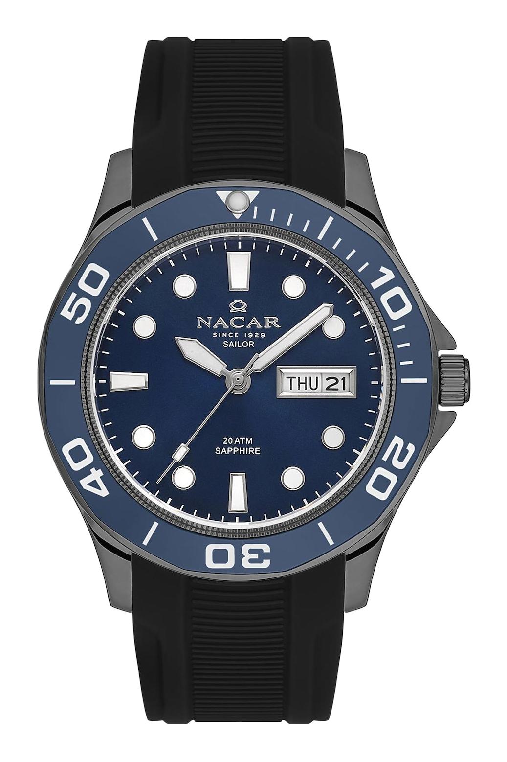 Nacar 3429B509BLS1 Takvimli 44 mm Siyah Çelik Kordon Analog Kol Saati