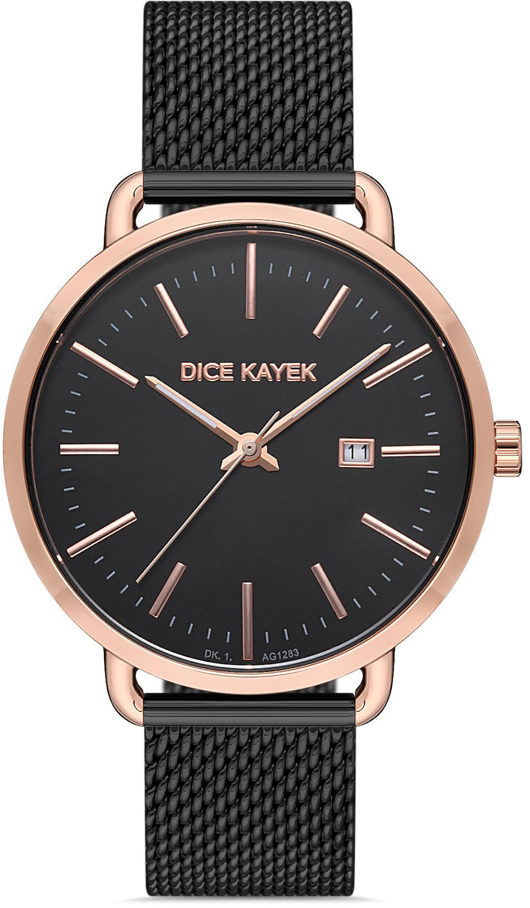 Dice Kayek DK.1.AG1283.04 Takvimli 43 mm Siyah Çelik Kordon Analog Kol Saati