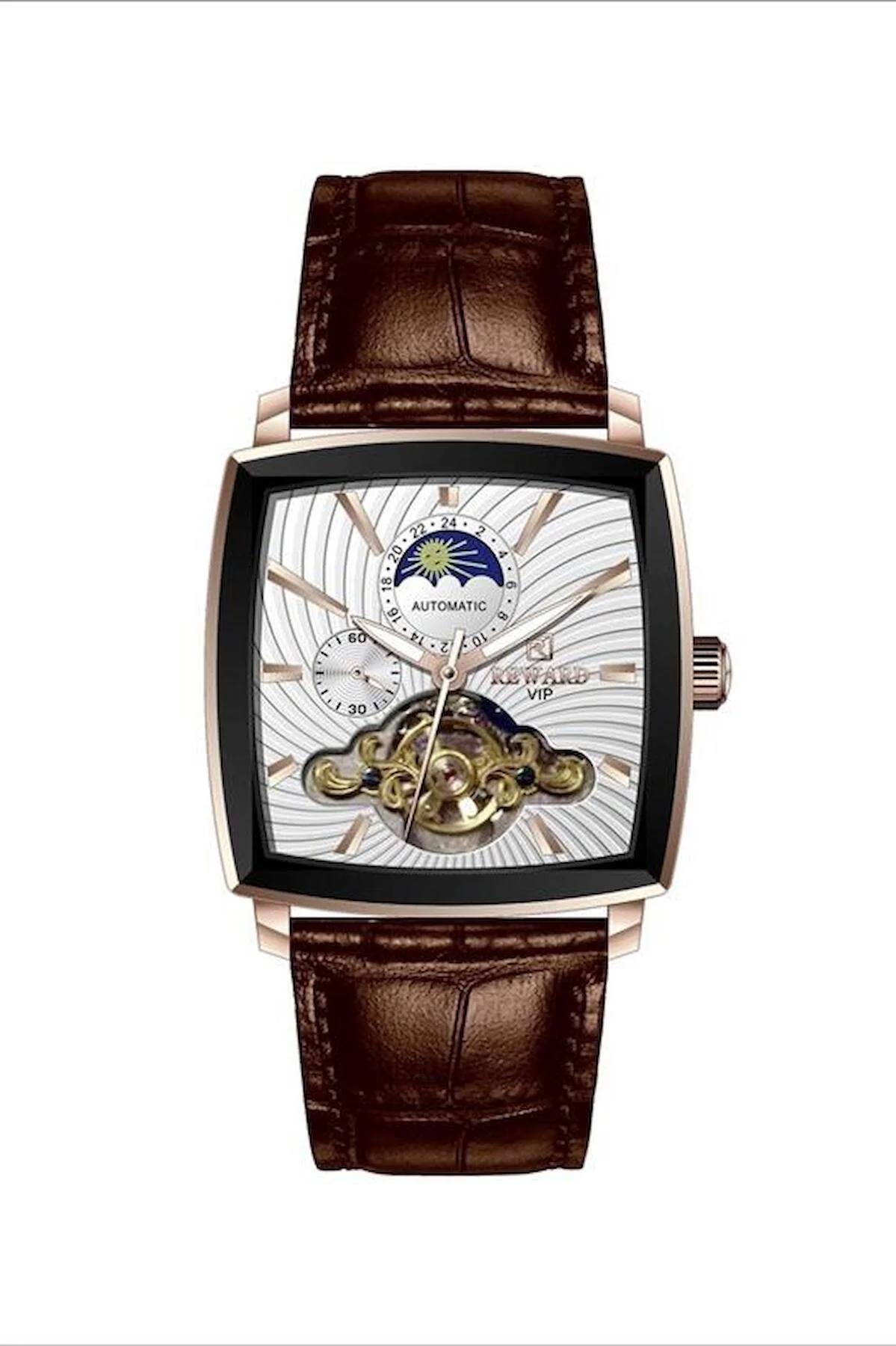 Reward A143490 42 mm Kahverengi Deri Kordon Analog Erkek Kol Saati