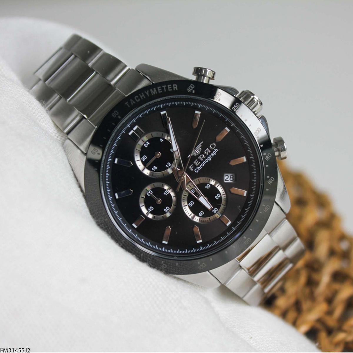 Ferro FM31455J2 Takvimli 44 mm Çelik Kordon Analog Erkek Kol Saati
