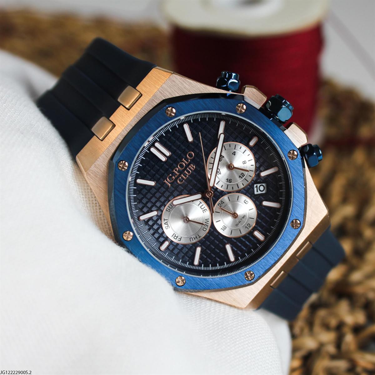 Jg. Polo Club JG12222900S.2 Takvimli 43 mm Lacivert Silikon Kordon Analog Erkek Kol Saati