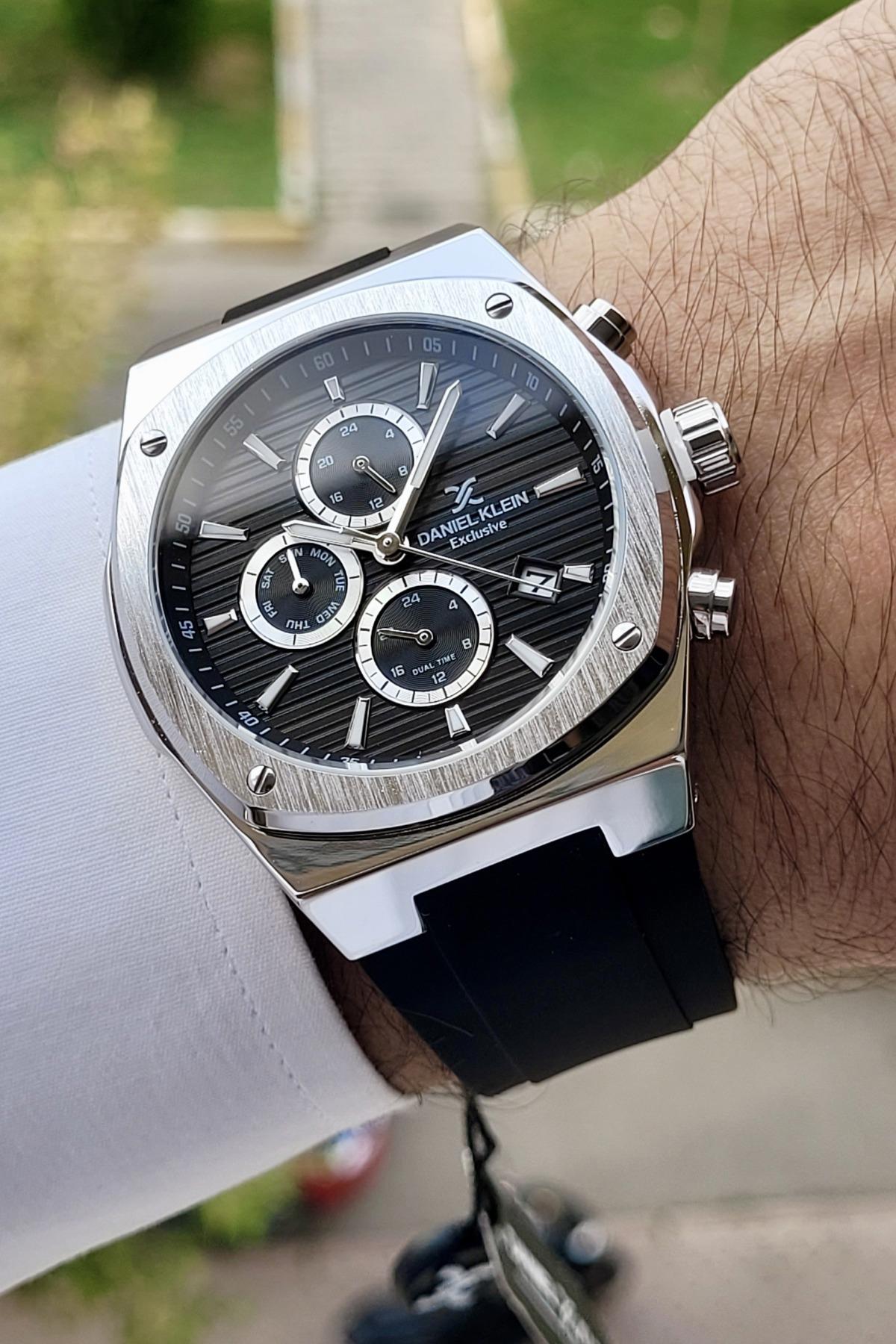 Daniel Klein DKISTE729 Takvimli 44 mm Siyah Silikon Kordon Analog Erkek Kol Saati