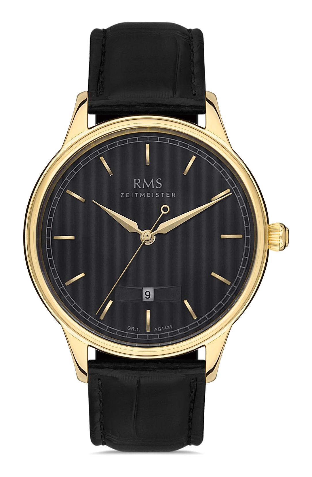 Romanson GR.1.AG1431.02 Takvimli 43 mm Siyah Deri Kordon Analog Erkek Kol Saati