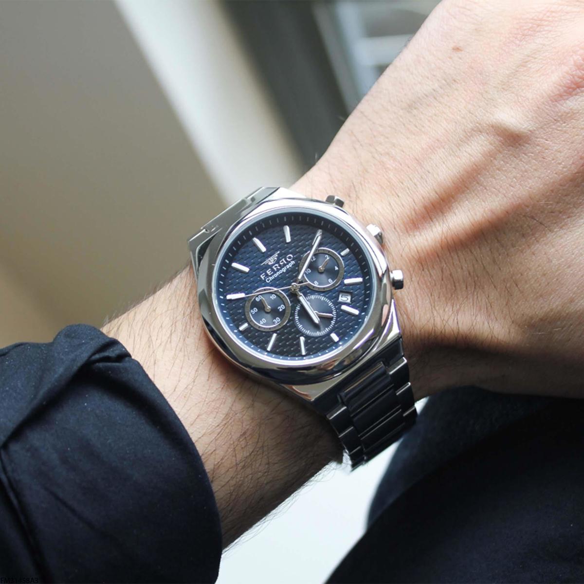 Ferro FM31458A3 Takvimli 44 mm Çelik Kordon Analog Erkek Kol Saati