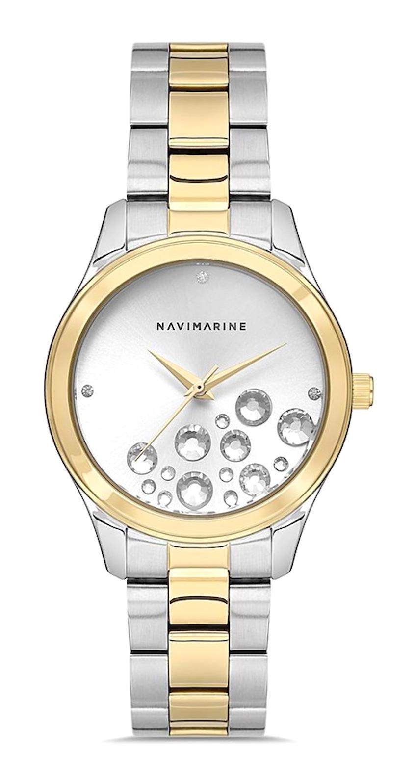 Navimarine NM021-03 34 mm Altın-Çelik Kordon Analog Kol Saati