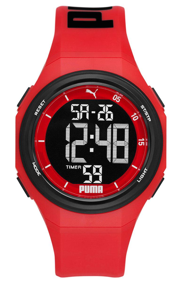 Puma P6042 Takvimli 45 mm Kırmızı Silikon Kordon Analog Erkek Kol Saati