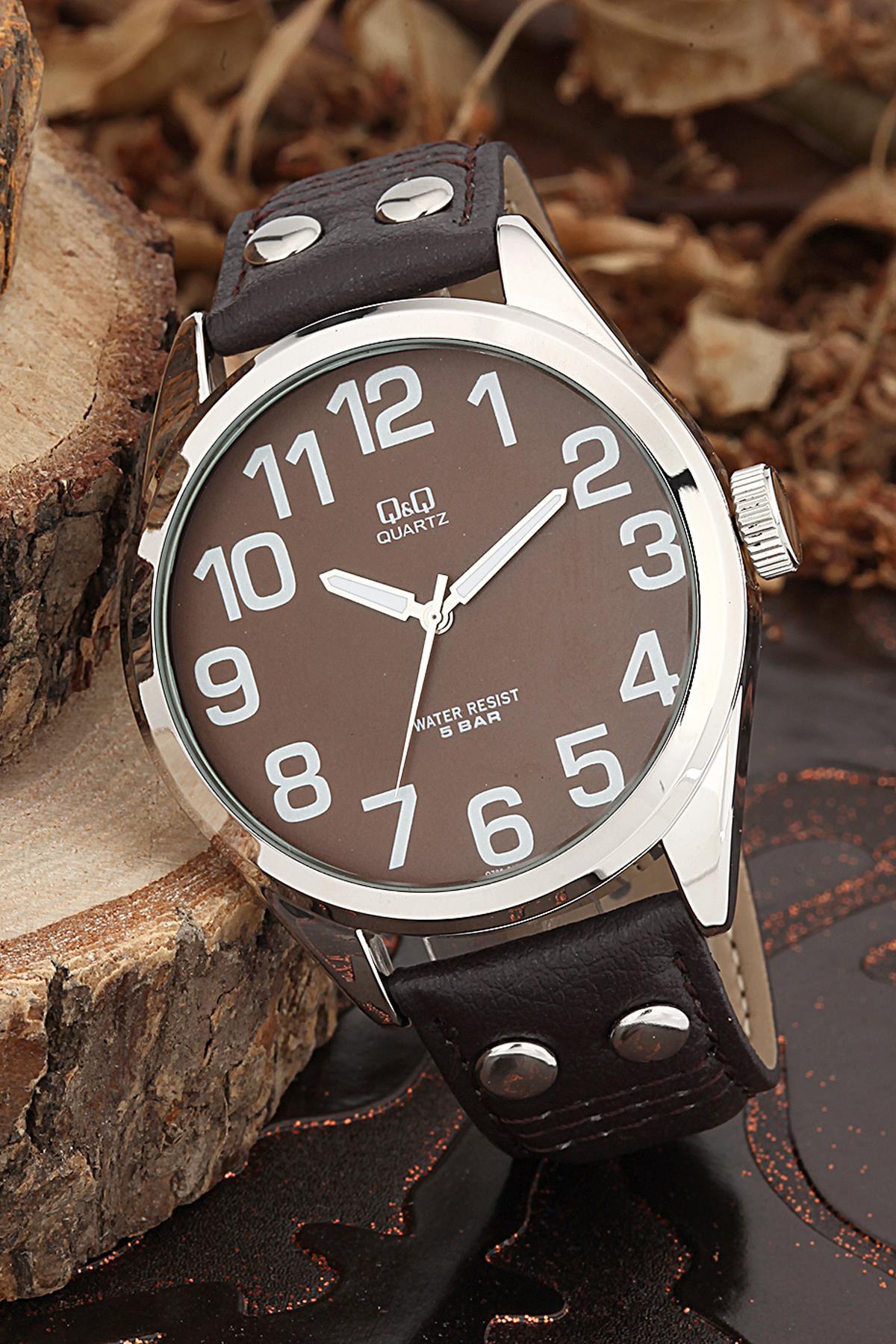 Q&Q 3B805 42 mm Siyah Deri Kordon Analog Erkek Kol Saati