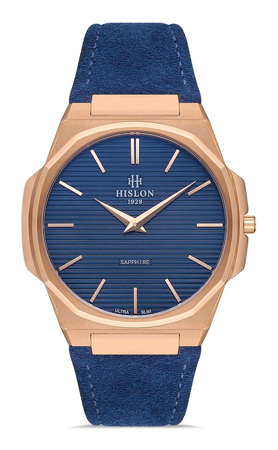 Hislon CL127R-11MR 40 mm Lacivert Deri Kordon Analog Erkek Kol Saati