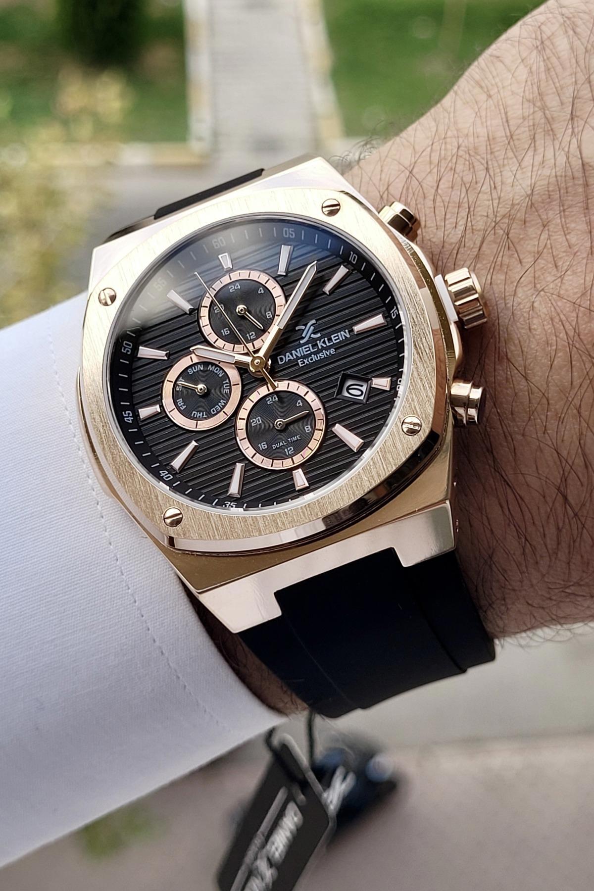Daniel Klein DKISTE731 Takvimli 42 mm Siyah Silikon Kordon Analog Erkek Kol Saati