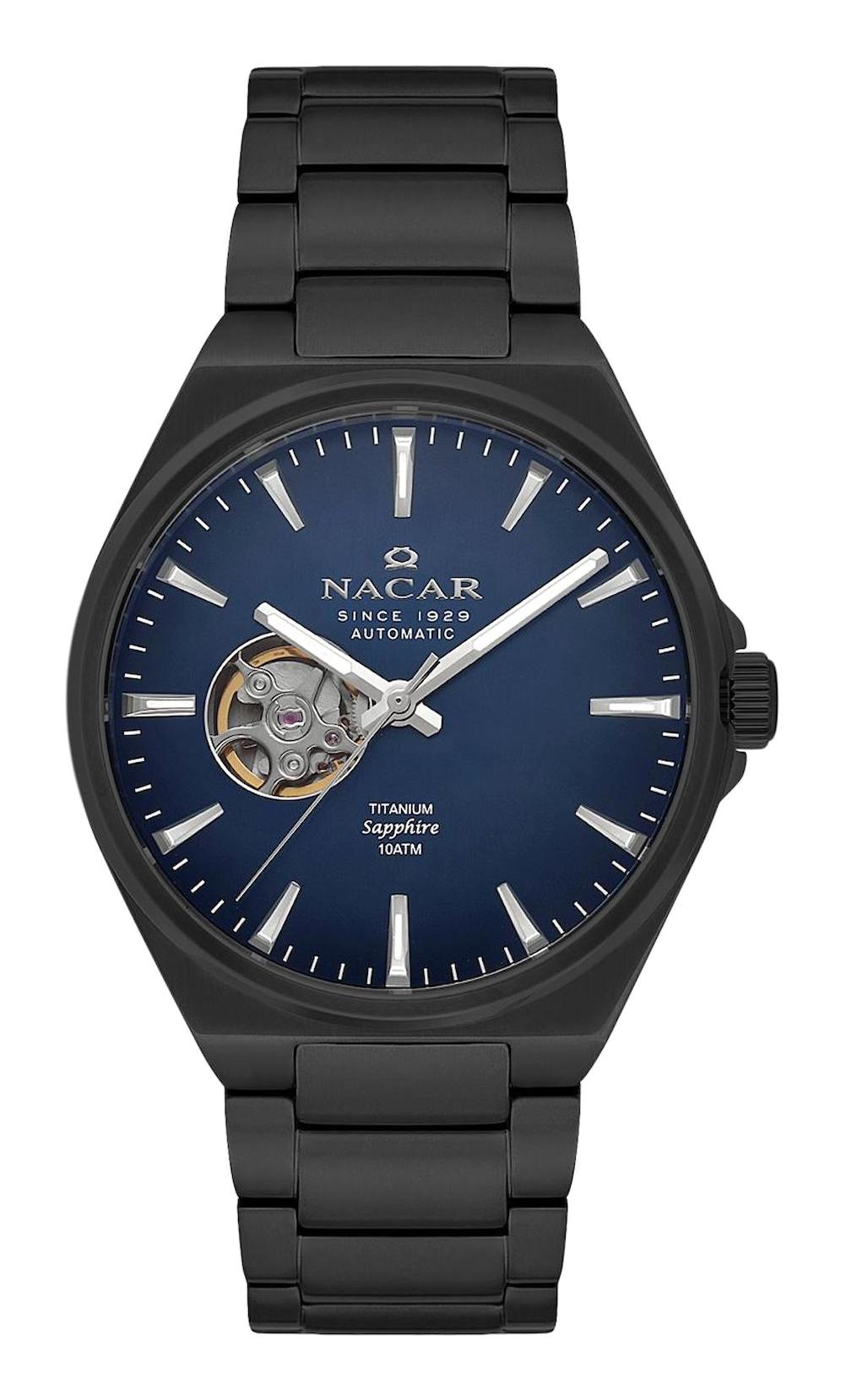 Nacar 33258378BLM Takvimli 44 mm Siyah Çelik Kordon Analog Kol Saati