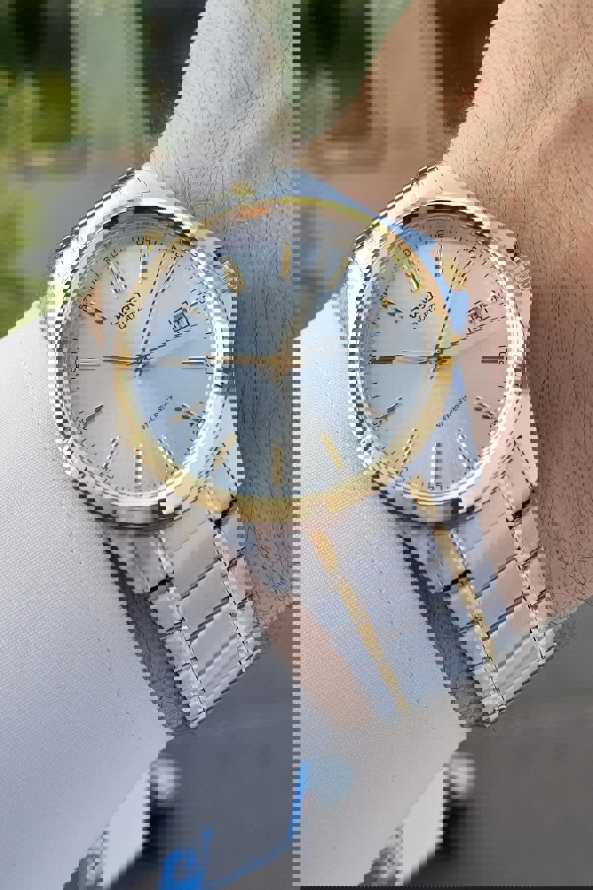 Casio CSISTE50 Takvimli Altın-Çelik Kordon Analog Erkek Kol Saati