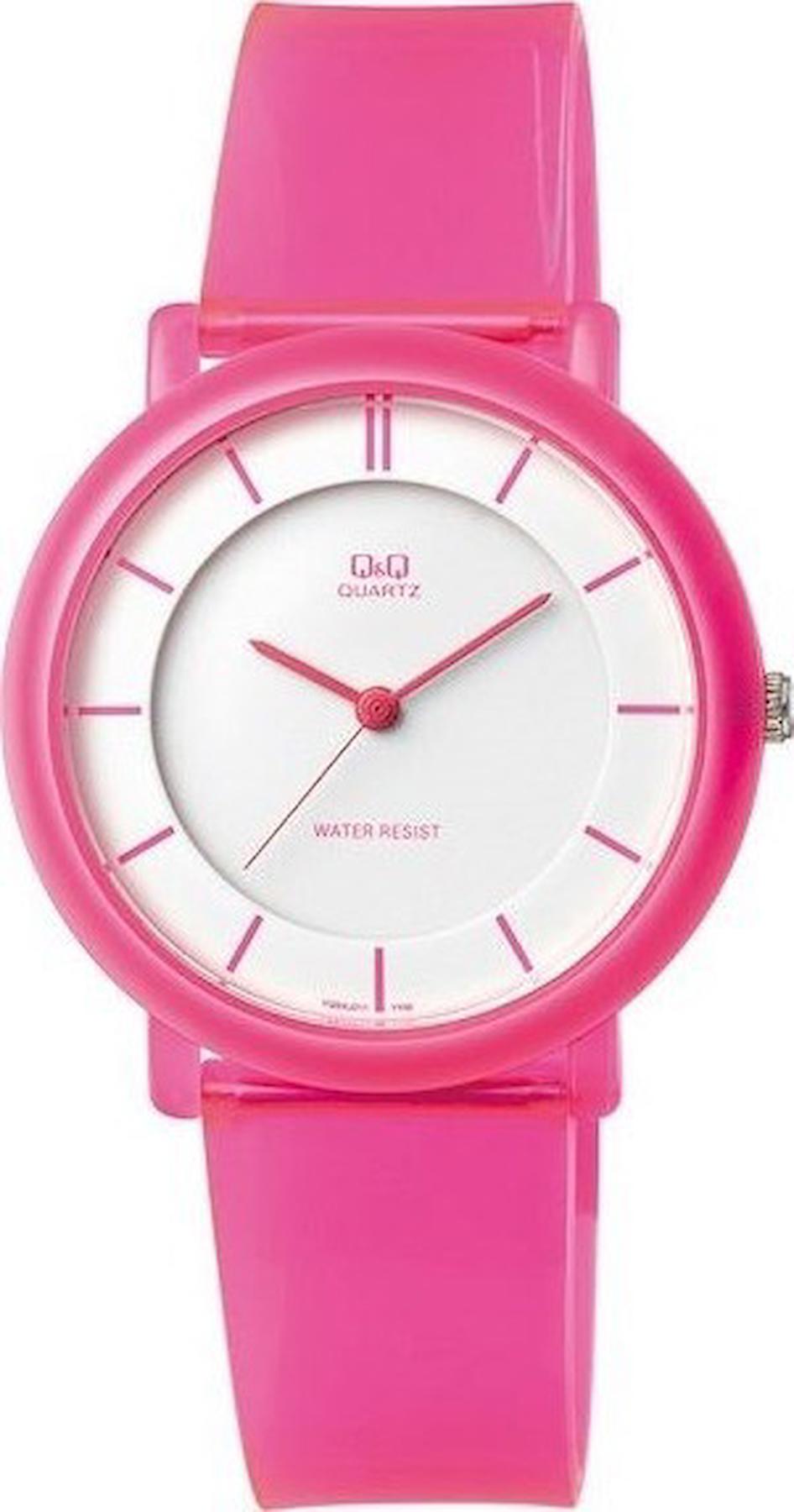 Q&Q VQ94J011Y Pembe Silikon Kordon Analog Erkek Kol Saati