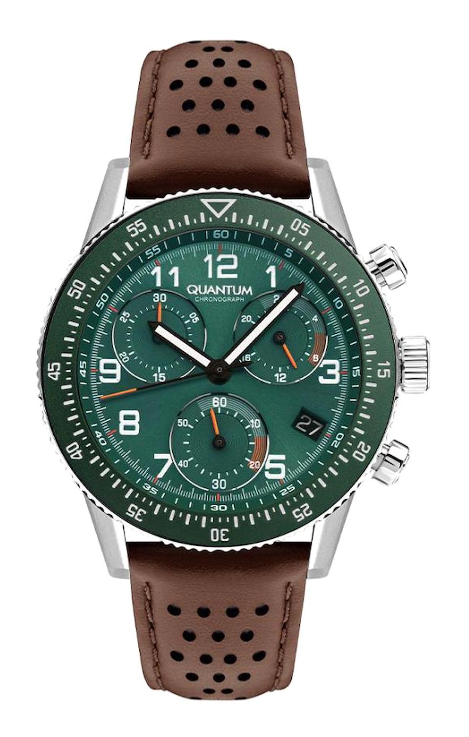 Quantum PWG1118.376 Takvimli 44 mm Kahverengi Silikon Kordon Analog Erkek Kol Saati