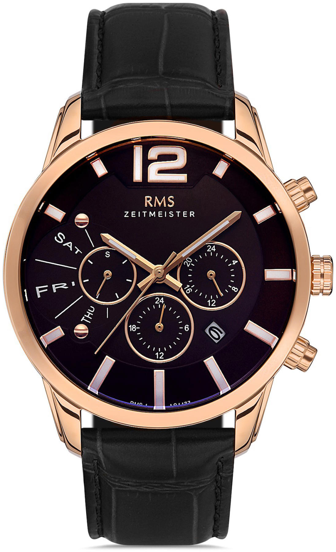 Romanson RMS.1.AG1477.06 Takvimli 42 mm Siyah Deri Kordon Analog Kol Saati