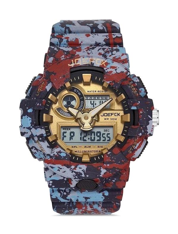 Joefox 1708KS Takvimli 45 mm Çok Renkli Silikon Kordon Analog Erkek Kol Saati