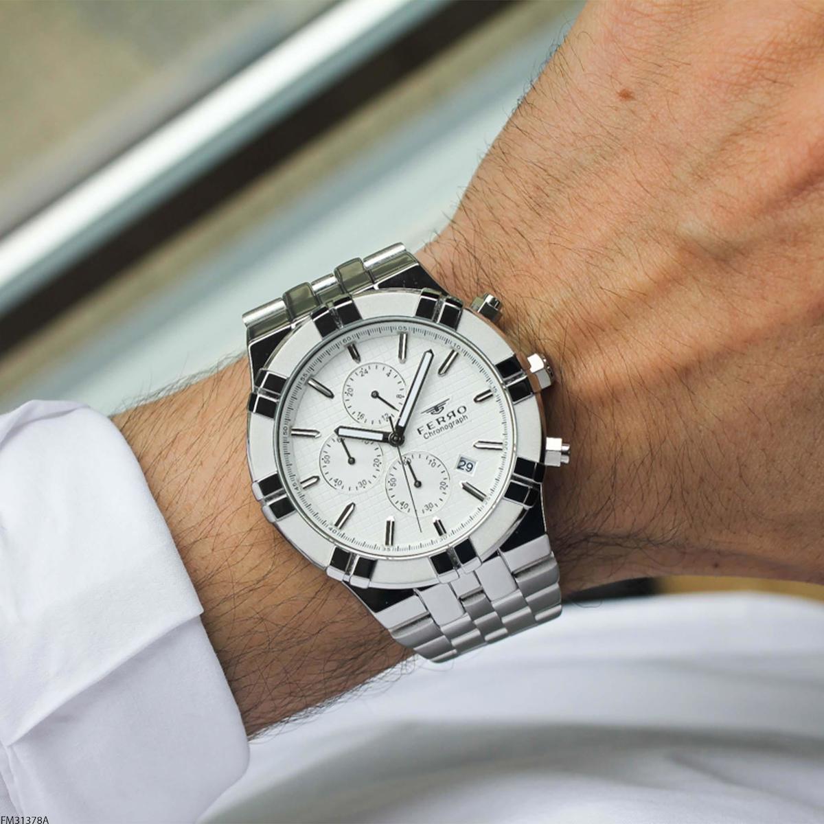 Ferro FM31378A Takvimli 45 mm Çelik Kordon Analog Erkek Kol Saati