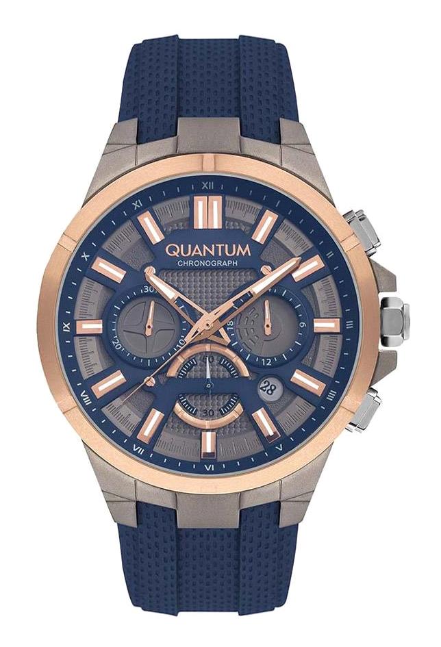 Quantum TTG1003.069 45 mm Lacivert Silikon Kordon Analog Erkek Kol Saati